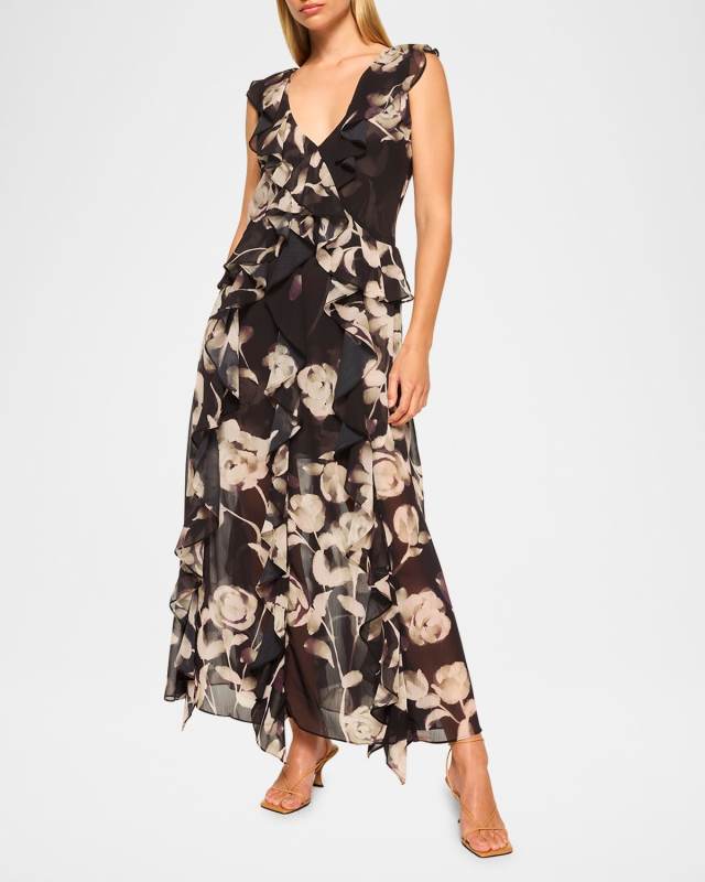Claudita Faded Rose Chiffon Maxi Dress